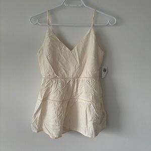 NWT Old Navy Cream Peplum Cami spaghetti strap tiered ladder lace Top – XS